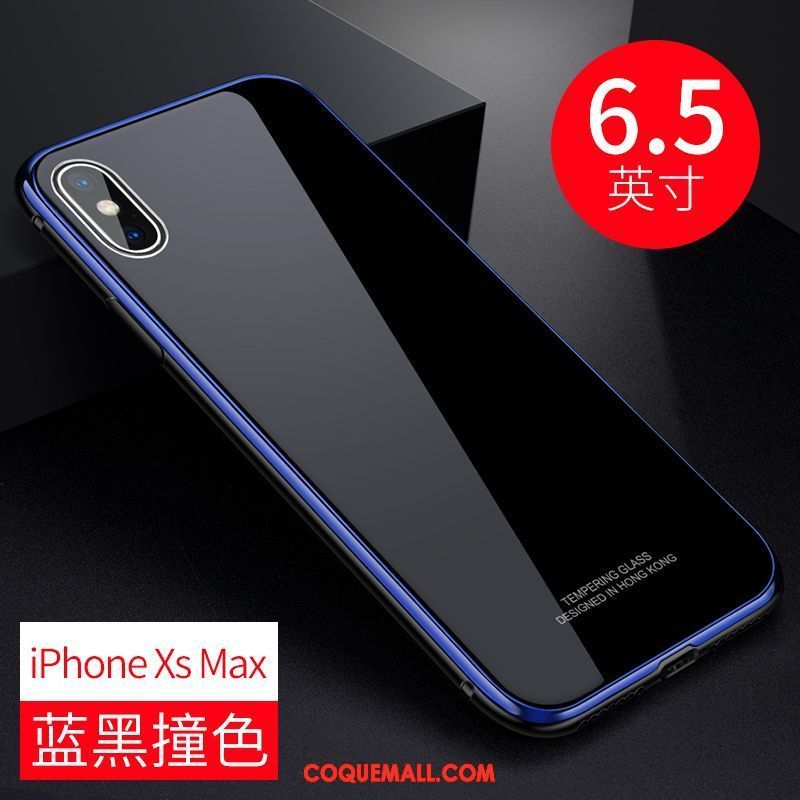 Étui iPhone Xs Max Téléphone Portable Verre Tout Compris, Coque iPhone Xs Max Bleu Luxe