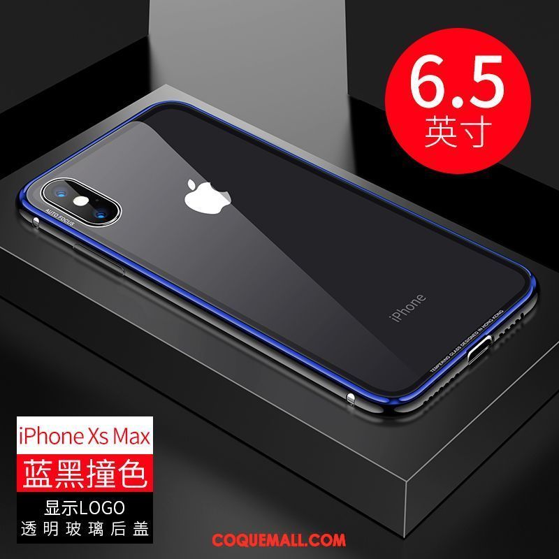 Étui iPhone Xs Max Téléphone Portable Verre Tout Compris, Coque iPhone Xs Max Bleu Luxe