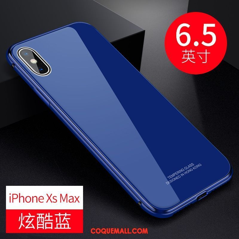 Étui iPhone Xs Max Téléphone Portable Verre Tout Compris, Coque iPhone Xs Max Bleu Luxe