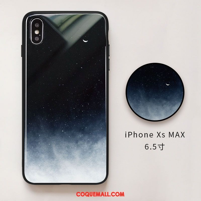 Étui iPhone Xs Max Verre Ciel Étoilé Clair, Coque iPhone Xs Max Vert Silicone
