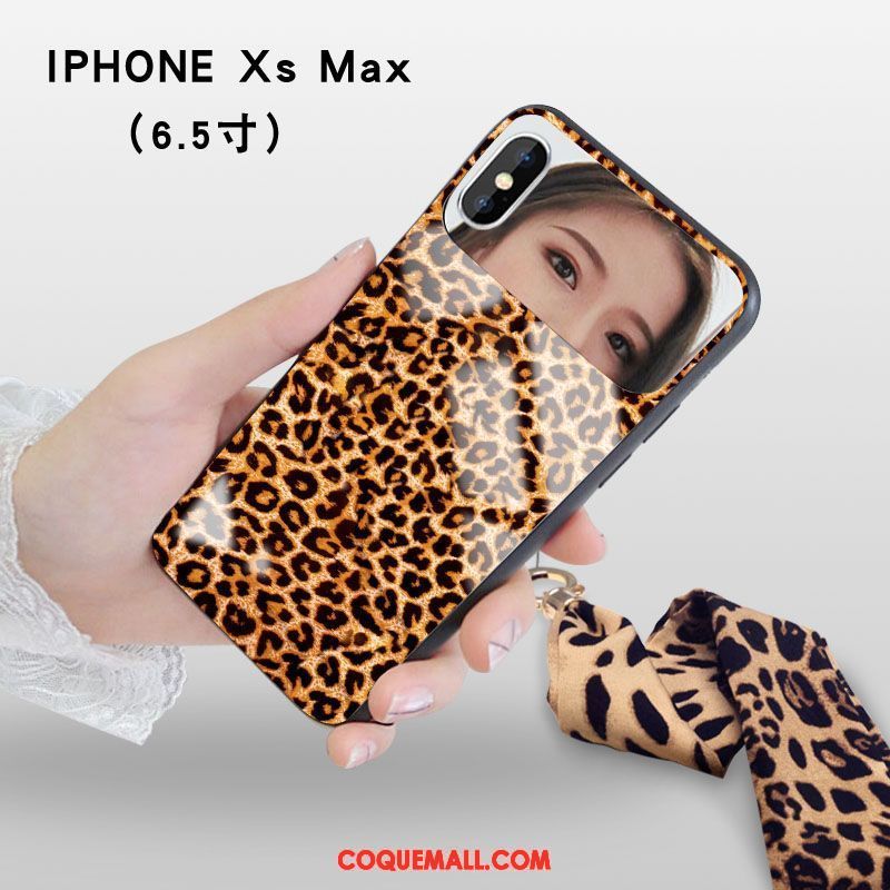 Étui iPhone Xs Max Verre Téléphone Portable Jaune, Coque iPhone Xs Max Miroir Petit