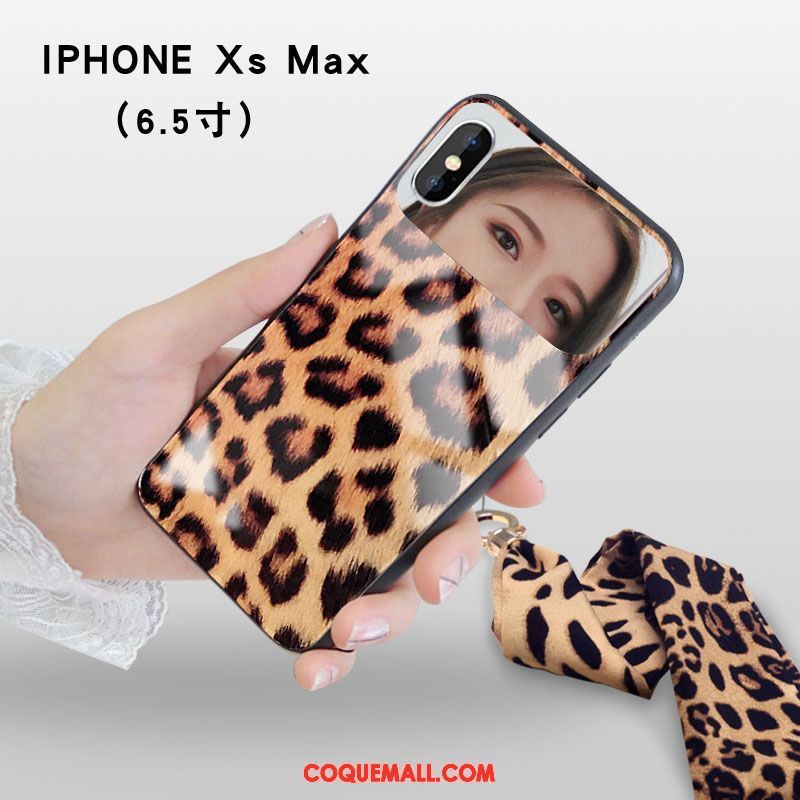 Étui iPhone Xs Max Verre Téléphone Portable Jaune, Coque iPhone Xs Max Miroir Petit