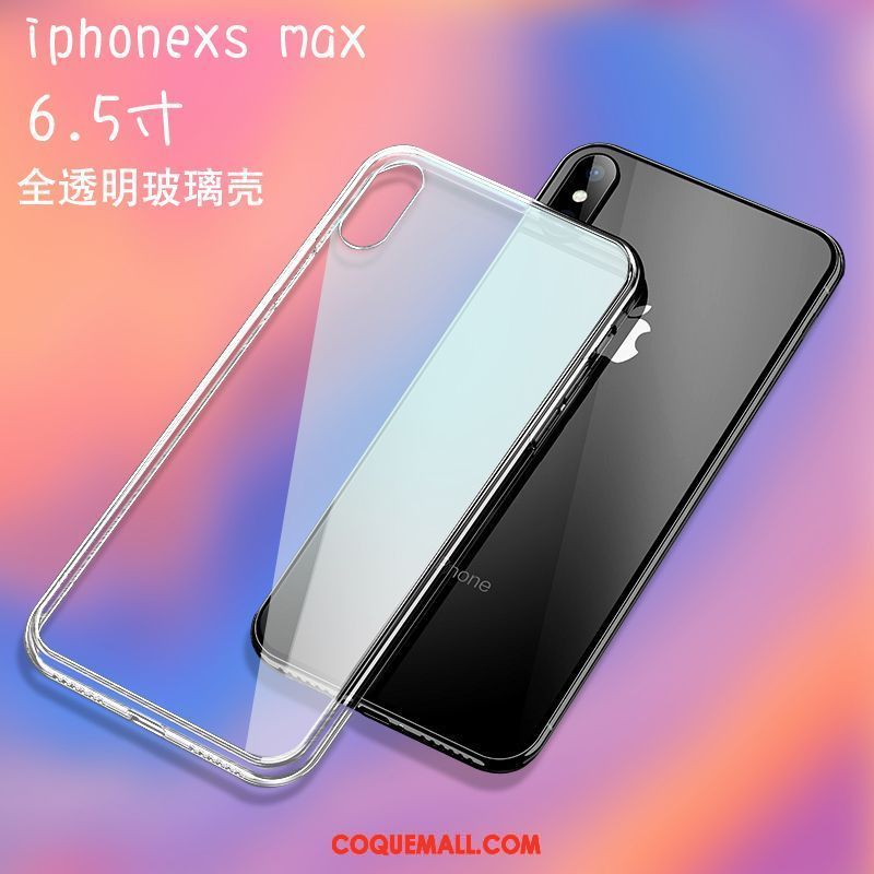 Étui iPhone Xs Max Verre Téléphone Portable Transparent, Coque iPhone Xs Max Simple Luxe