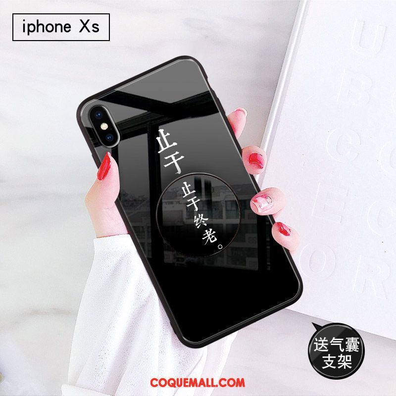 Étui iPhone Xs Noir Protection Peinture, Coque iPhone Xs Paillette Téléphone Portable