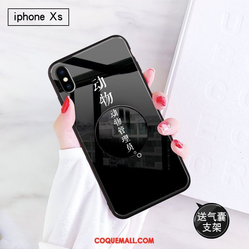 Étui iPhone Xs Noir Protection Peinture, Coque iPhone Xs Paillette Téléphone Portable