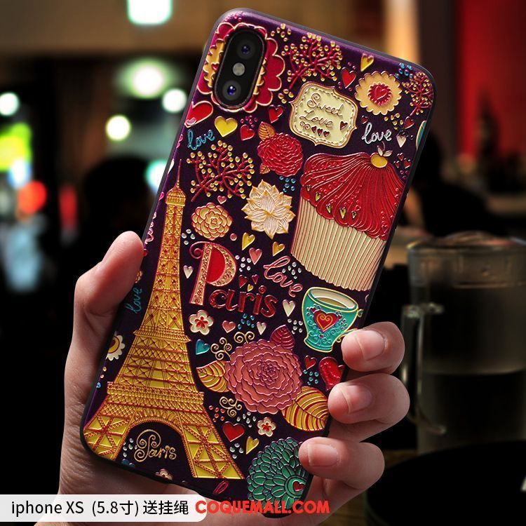 Étui iPhone Xs Ornements Suspendus Dessin Animé Nouveau, Coque iPhone Xs Délavé En Daim Créatif