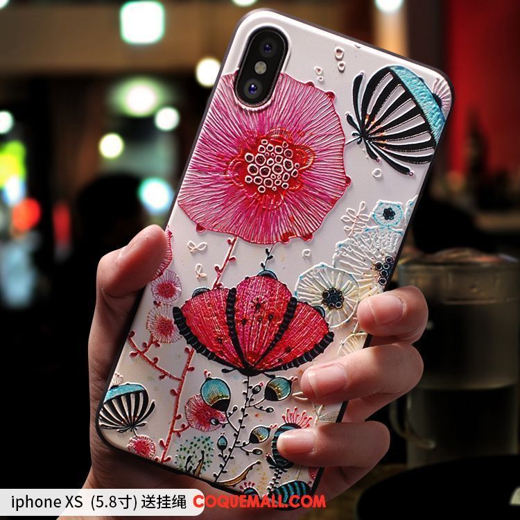 Étui iPhone Xs Ornements Suspendus Dessin Animé Nouveau, Coque iPhone Xs Délavé En Daim Créatif