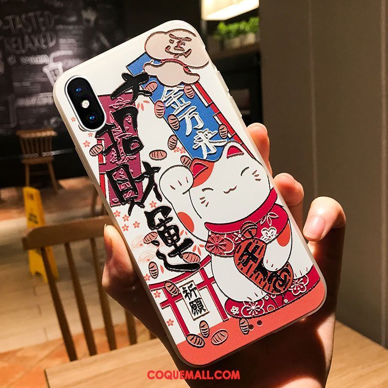 Étui iPhone Xs Personnalité Dessin Animé Amoureux, Coque iPhone Xs Gaufrage Nouveau