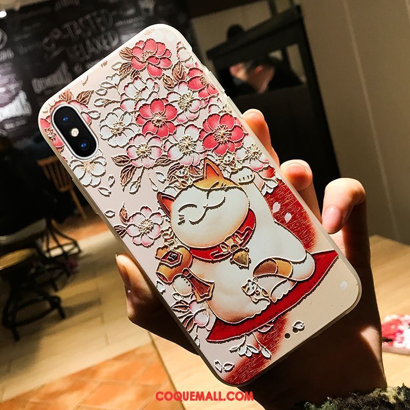 Étui iPhone Xs Personnalité Dessin Animé Amoureux, Coque iPhone Xs Gaufrage Nouveau