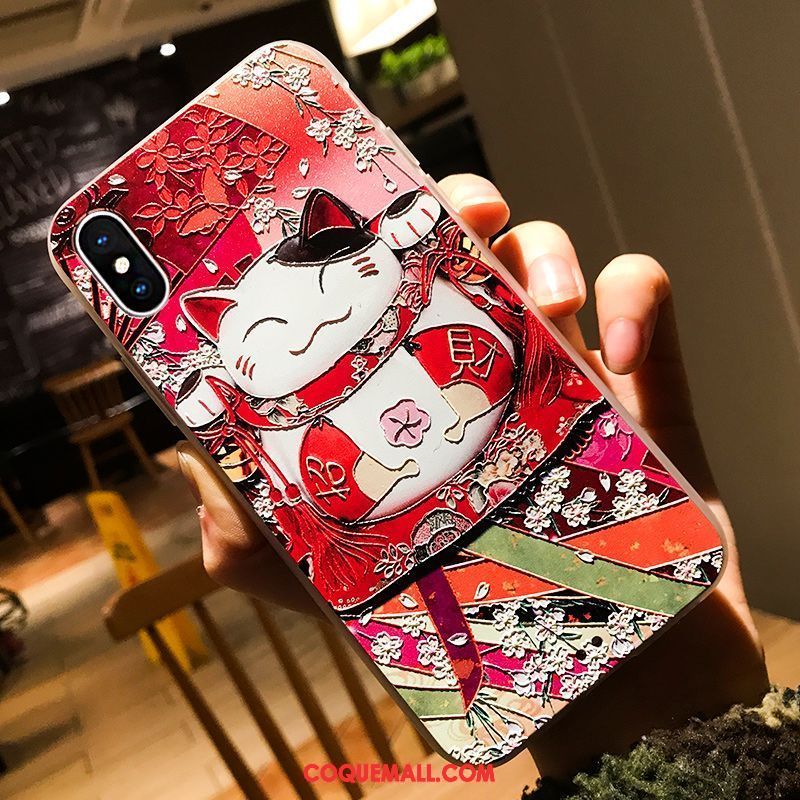 Étui iPhone Xs Personnalité Dessin Animé Amoureux, Coque iPhone Xs Gaufrage Nouveau