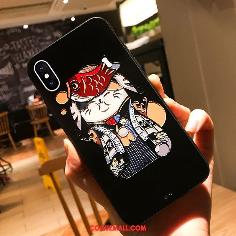 Étui iPhone Xs Personnalité Dessin Animé Amoureux, Coque iPhone Xs Gaufrage Nouveau