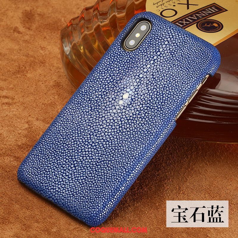 Étui iPhone Xs Personnalité Perle Créatif, Coque iPhone Xs Bleu Téléphone Portable