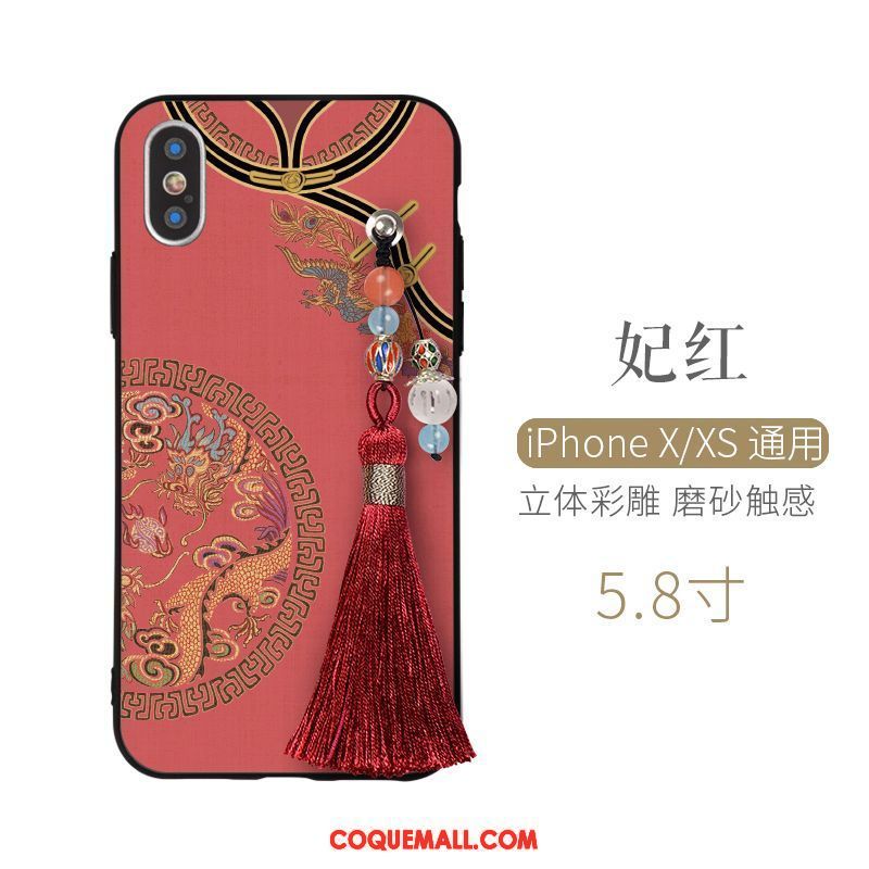 Étui iPhone Xs Personnalité Violet Style Chinois, Coque iPhone Xs Gaufrage Créatif