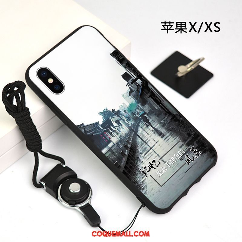 Étui iPhone Xs Protection Gris Fluide Doux, Coque iPhone Xs Incassable Personnalité