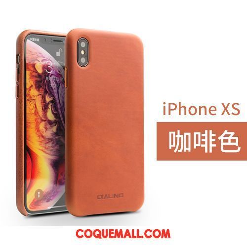 Étui iPhone Xs Protection Simple Étui En Cuir, Coque iPhone Xs Marron Business