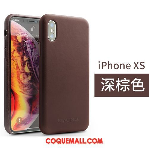 Étui iPhone Xs Protection Simple Étui En Cuir, Coque iPhone Xs Marron Business