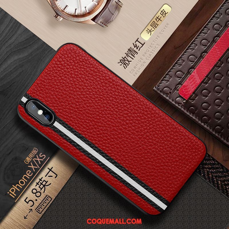 Étui iPhone Xs Silicone Cuir Téléphone Portable, Coque iPhone Xs Marron Cuir Braun