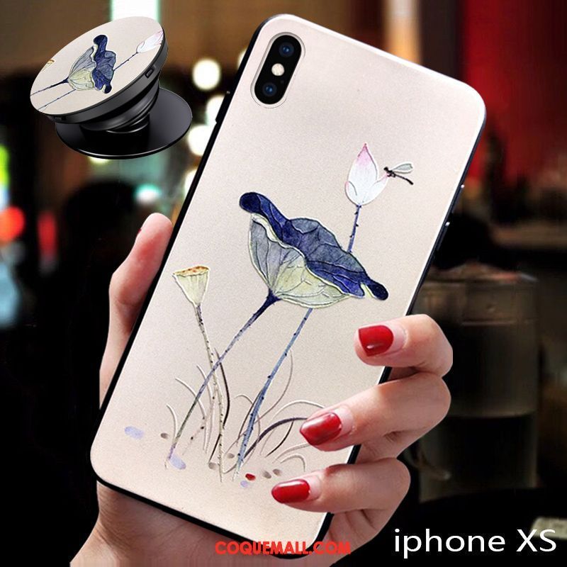 Étui iPhone Xs Silicone Téléphone Portable Gaufrage, Coque iPhone Xs Marque De Tendance Protection