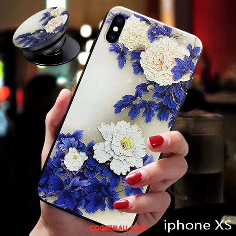 Étui iPhone Xs Silicone Téléphone Portable Gaufrage, Coque iPhone Xs Marque De Tendance Protection