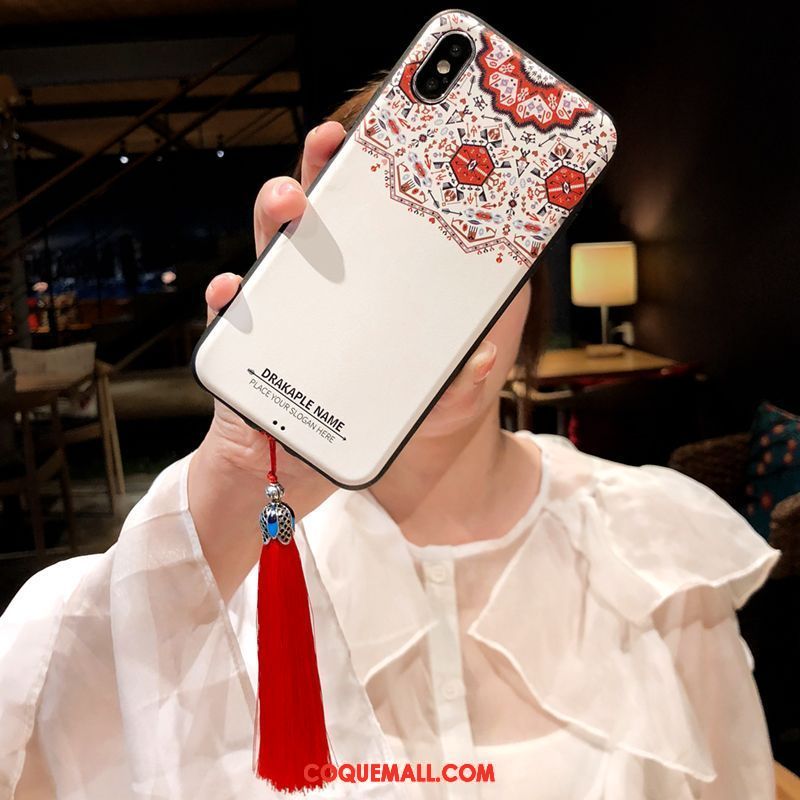 Étui iPhone Xs Style Chinois Modèle Fleurie Fluide Doux, Coque iPhone Xs Personnalité Tout Compris