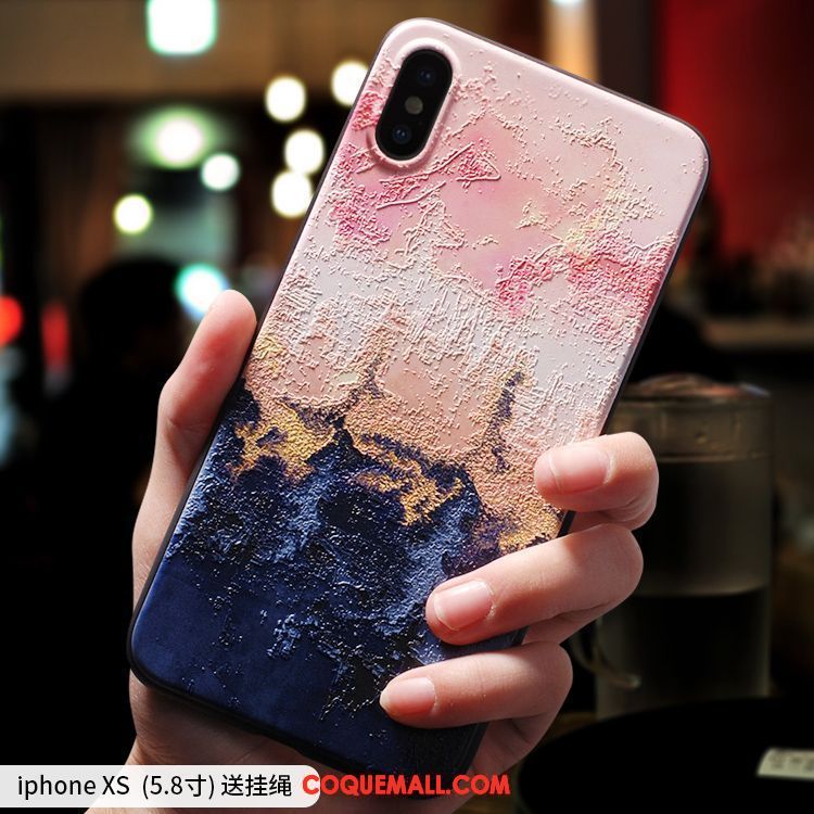 Étui iPhone Xs Tout Compris Incassable Délavé En Daim, Coque iPhone Xs Ornements Suspendus Très Mince