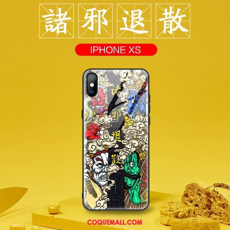 Étui iPhone Xs Tout Compris Personnalité Très Mince, Coque iPhone Xs Protection Verre