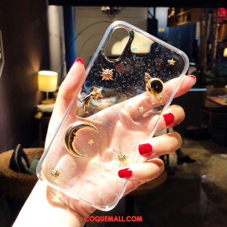 Étui iPhone Xs Transparent Téléphone Portable Noir, Coque iPhone Xs Étoile Incassable