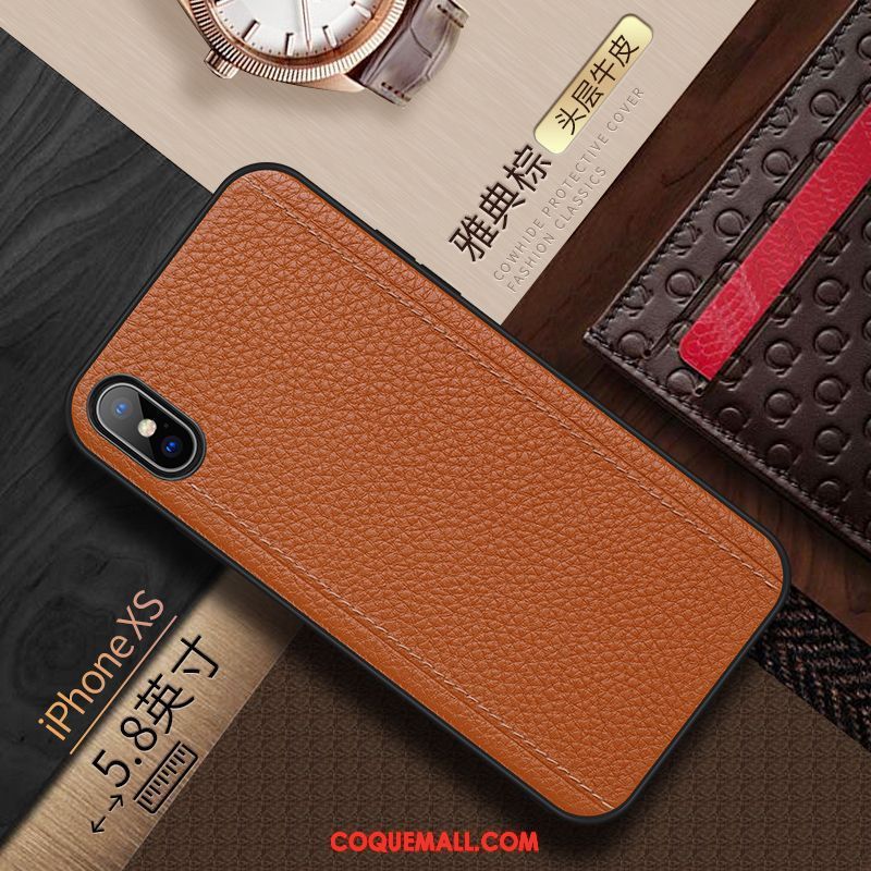 Étui iPhone Xs Très Mince Nouveau Cuir, Coque iPhone Xs Téléphone Portable Incassable