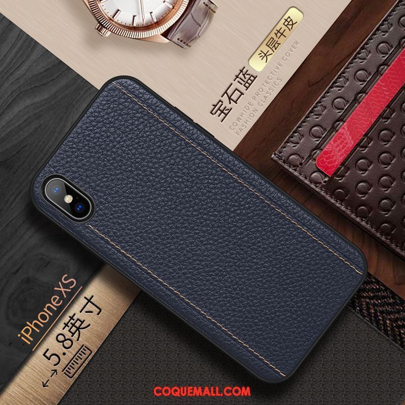 Étui iPhone Xs Très Mince Nouveau Cuir, Coque iPhone Xs Téléphone Portable Incassable