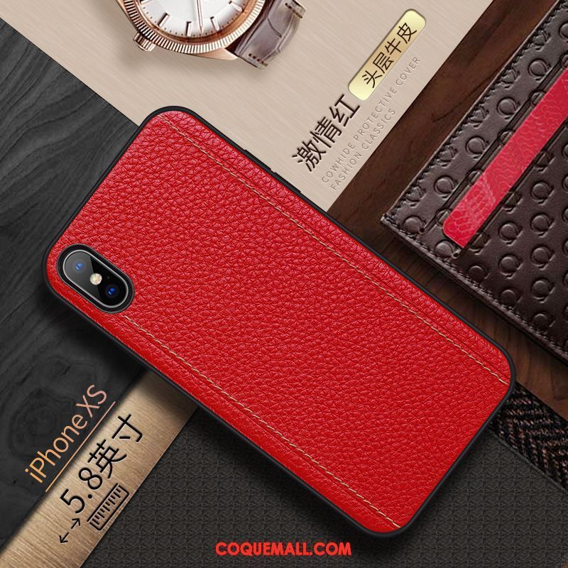 Étui iPhone Xs Très Mince Nouveau Cuir, Coque iPhone Xs Téléphone Portable Incassable