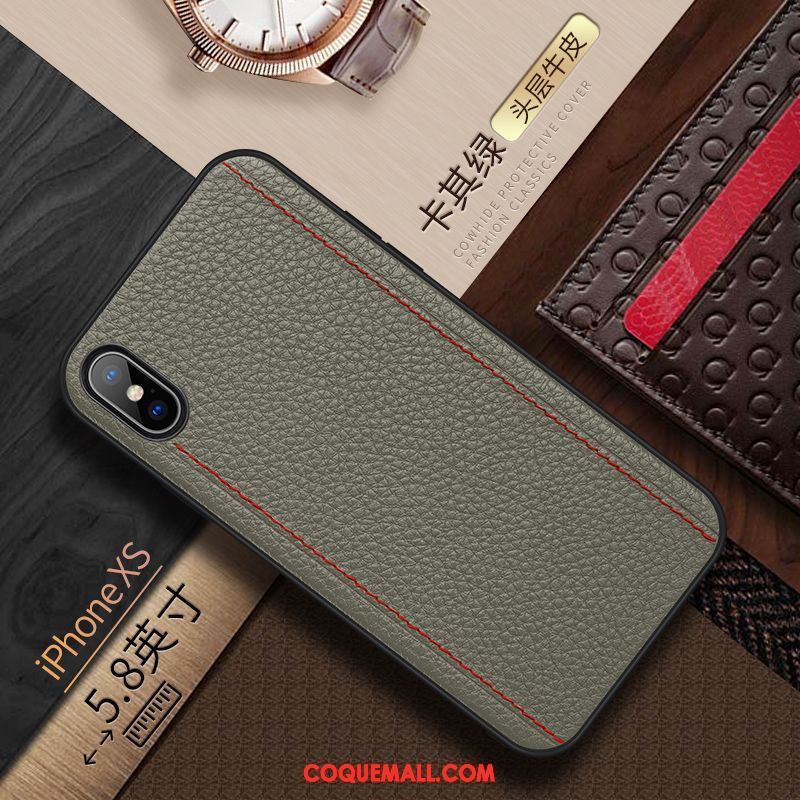 Étui iPhone Xs Très Mince Nouveau Cuir, Coque iPhone Xs Téléphone Portable Incassable