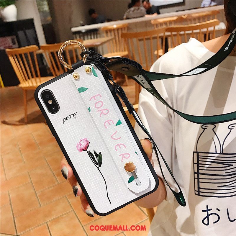 Étui iPhone Xs Téléphone Portable Blanc Créatif, Coque iPhone Xs Incassable Rose