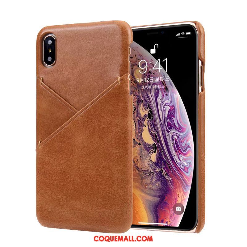 Étui iPhone Xs Téléphone Portable Business Incassable, Coque iPhone Xs Vintage Difficile Kamelfarbe