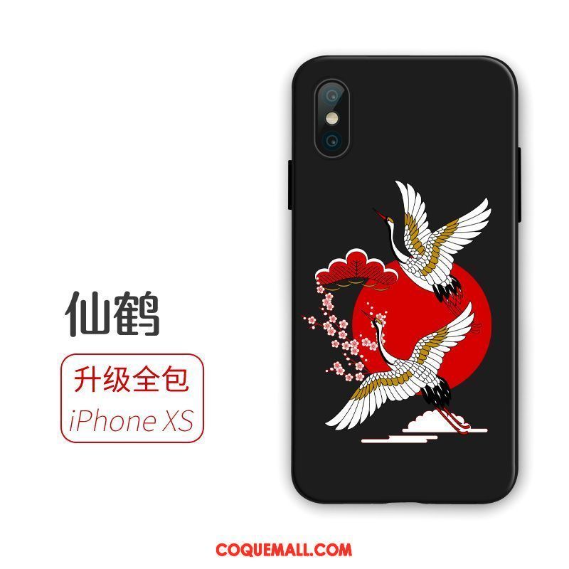 Étui iPhone Xs Téléphone Portable Tendance Noir, Coque iPhone Xs Fluide Doux Ornements Suspendus