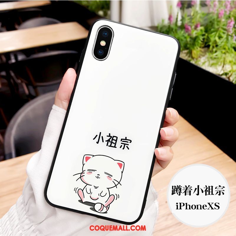 Étui iPhone Xs Verre Créatif Dessin Animé, Coque iPhone Xs Téléphone Portable Super Mignon