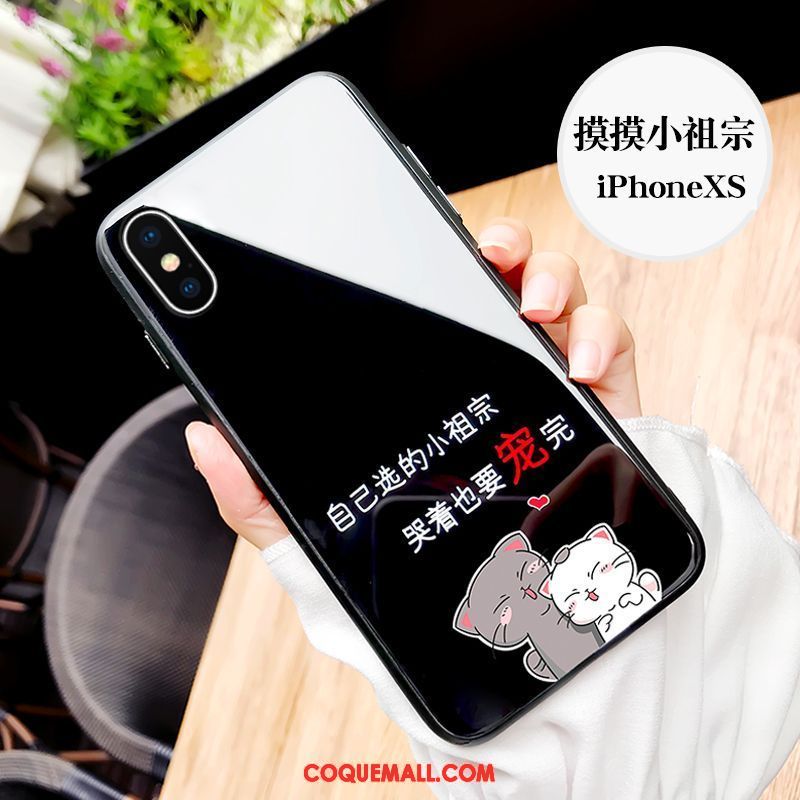 Étui iPhone Xs Verre Créatif Dessin Animé, Coque iPhone Xs Téléphone Portable Super Mignon