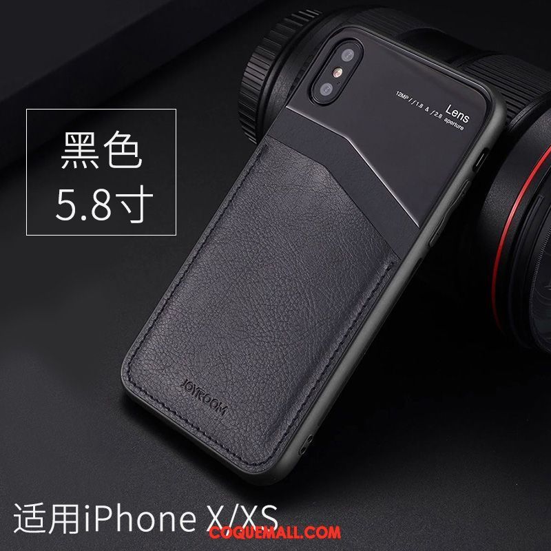 Étui iPhone Xs Étui En Cuir Protection Verre, Coque iPhone Xs Rouge Téléphone Portable