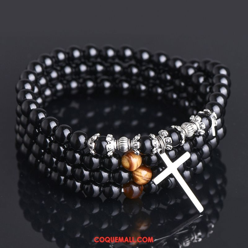 Bijoux En Argent Homme Bracelet Noir Mode, Bijoux En Argent Tendance Noir