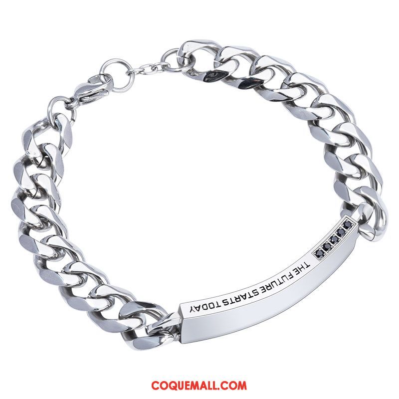 Bijoux En Argent Homme Bracelet Tendance Métal, Bijoux En Argent Étudiant Personnalité