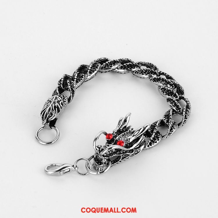 Bijoux En Argent Homme Rétro Dragon Bracelet, Bijoux En Argent Tendance Personnalité