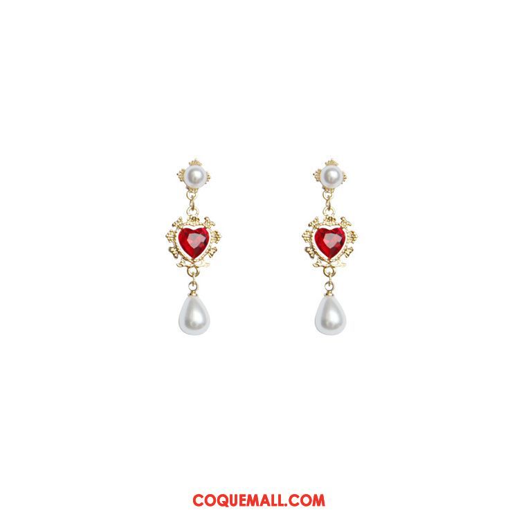 Boucles D'oreilles Femme Argenté Perle Court Paragraphe, Boucles D'oreilles All-match En Forme De Coeur