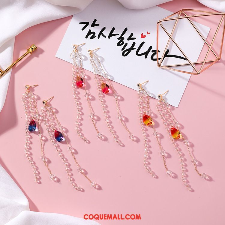 Boucles D'oreilles Femme Cristal Accessoires Simple, Boucles D'oreilles Rouge Tassel