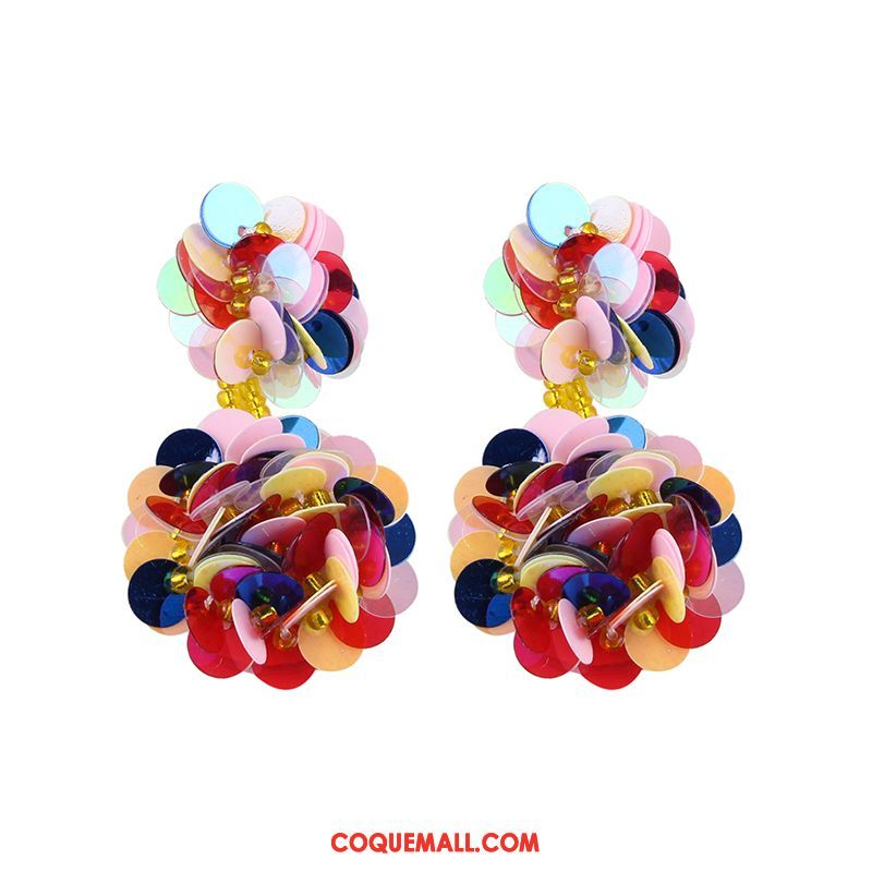 Boucles D'oreilles Femme Europe Multicolore Réseau, Boucles D'oreilles Paillettes Fleurs