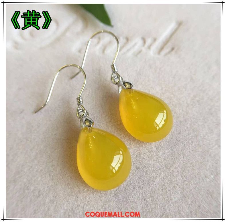 Boucles D'oreilles Femme Jaune Cristal Pendentif, Boucles D'oreilles Naturel Poudre