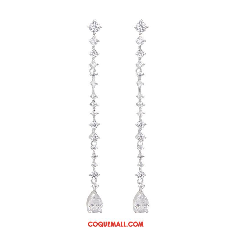 Boucles D'oreilles Femme Longue Section Tassel Cristal, Boucles D'oreilles Perle Simple