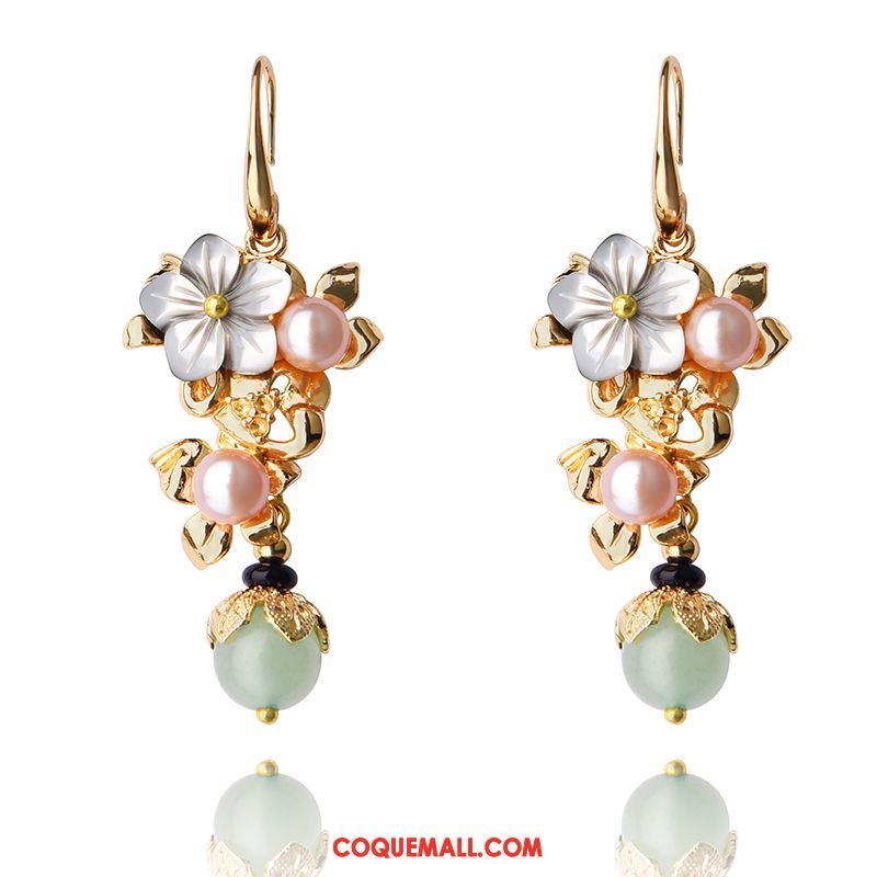 Boucles D'oreilles Femme Nation Personnalité Tempérament, Boucles D'oreilles Milieu Perle Gold