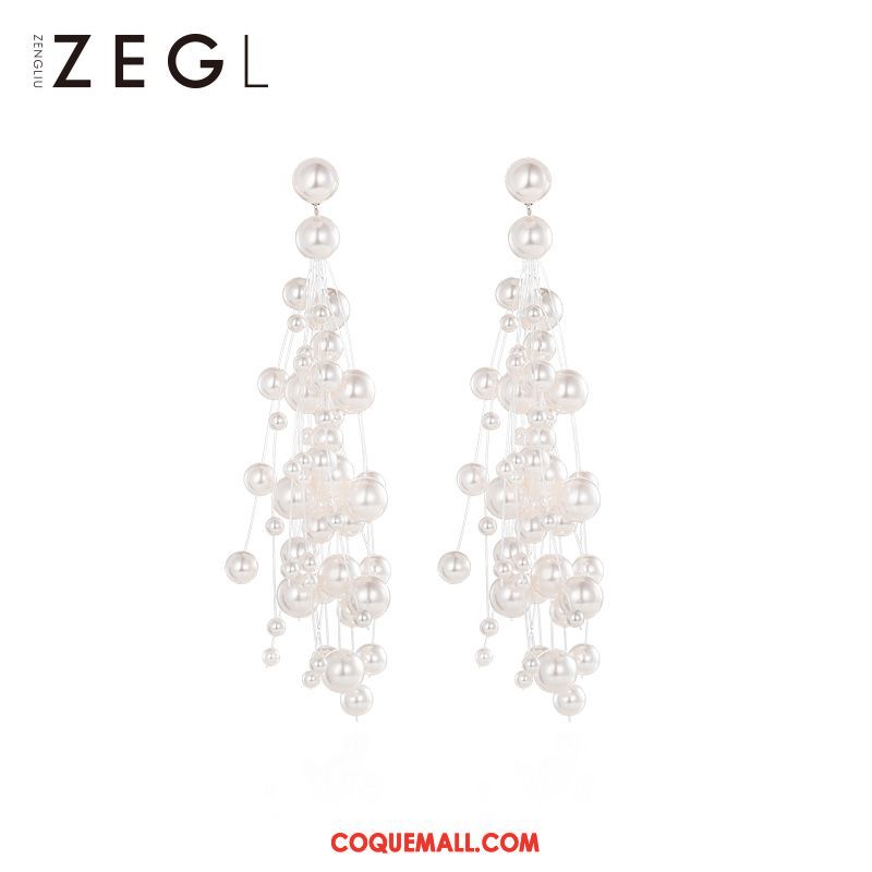 Boucles D'oreilles Femme Personnalité Perle Accessoires, Boucles D'oreilles Tassel Longue Section