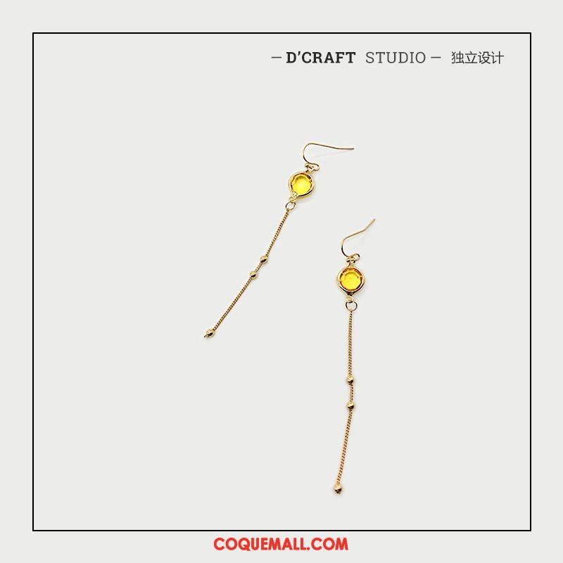 Boucles D'oreilles Femme Pure Jaune Exquis, Boucles D'oreilles Tempérament Longue