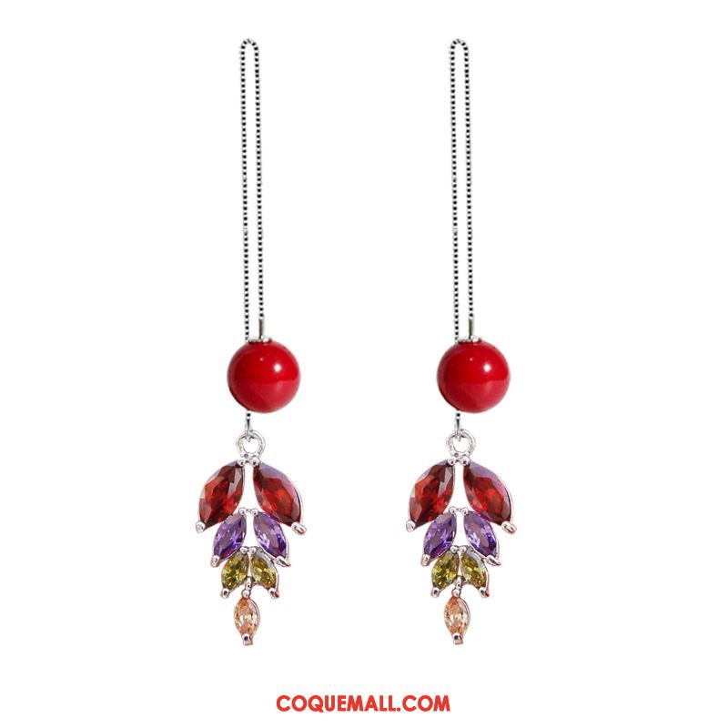 Boucles D'oreilles Femme Rouge Pure Argenté, Boucles D'oreilles Sexy Tempérament