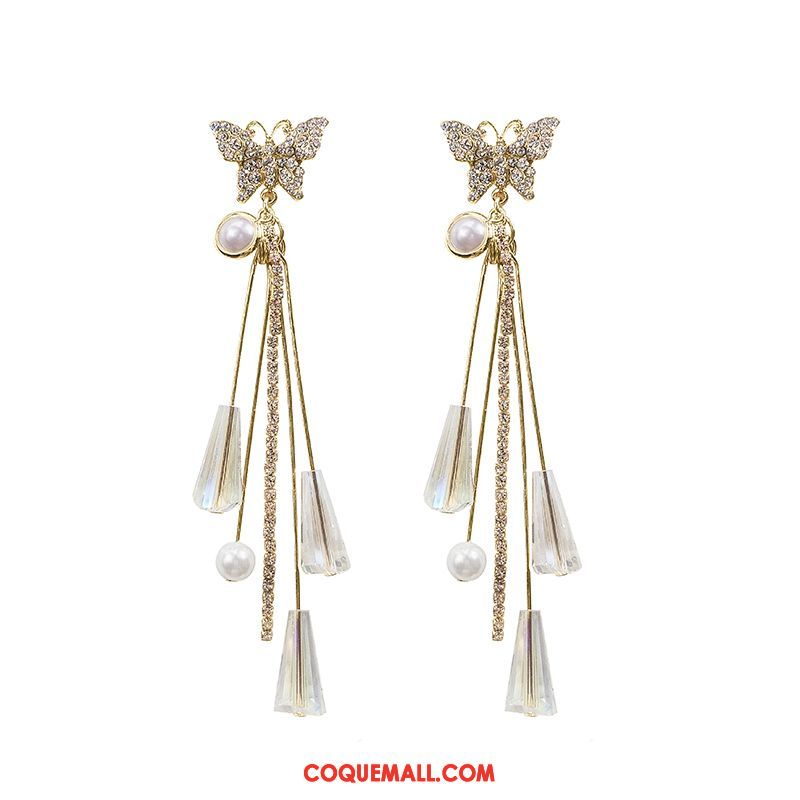 Boucles D'oreilles Femme Tassel Cristal Tempérament, Boucles D'oreilles Longue Section Papillon